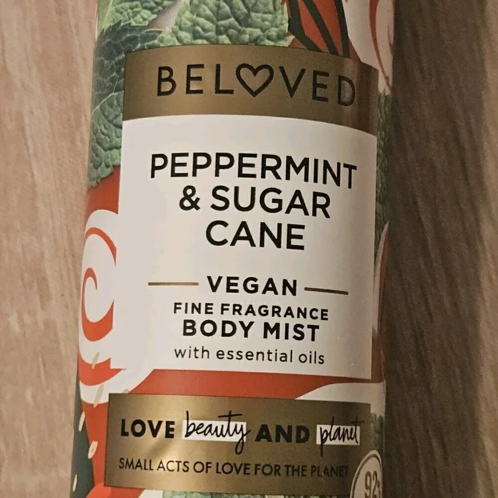 Lot Of 2 Beloved Fragrance Body Mist Peppermint & Sugar Cane 8oz New